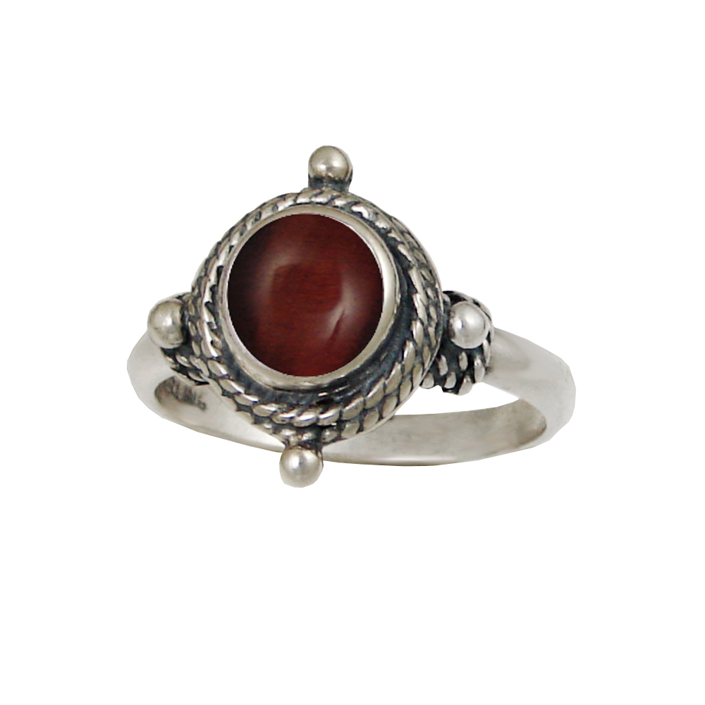 Sterling Silver Gemstone Ring With Red Tiger Eye Size 7